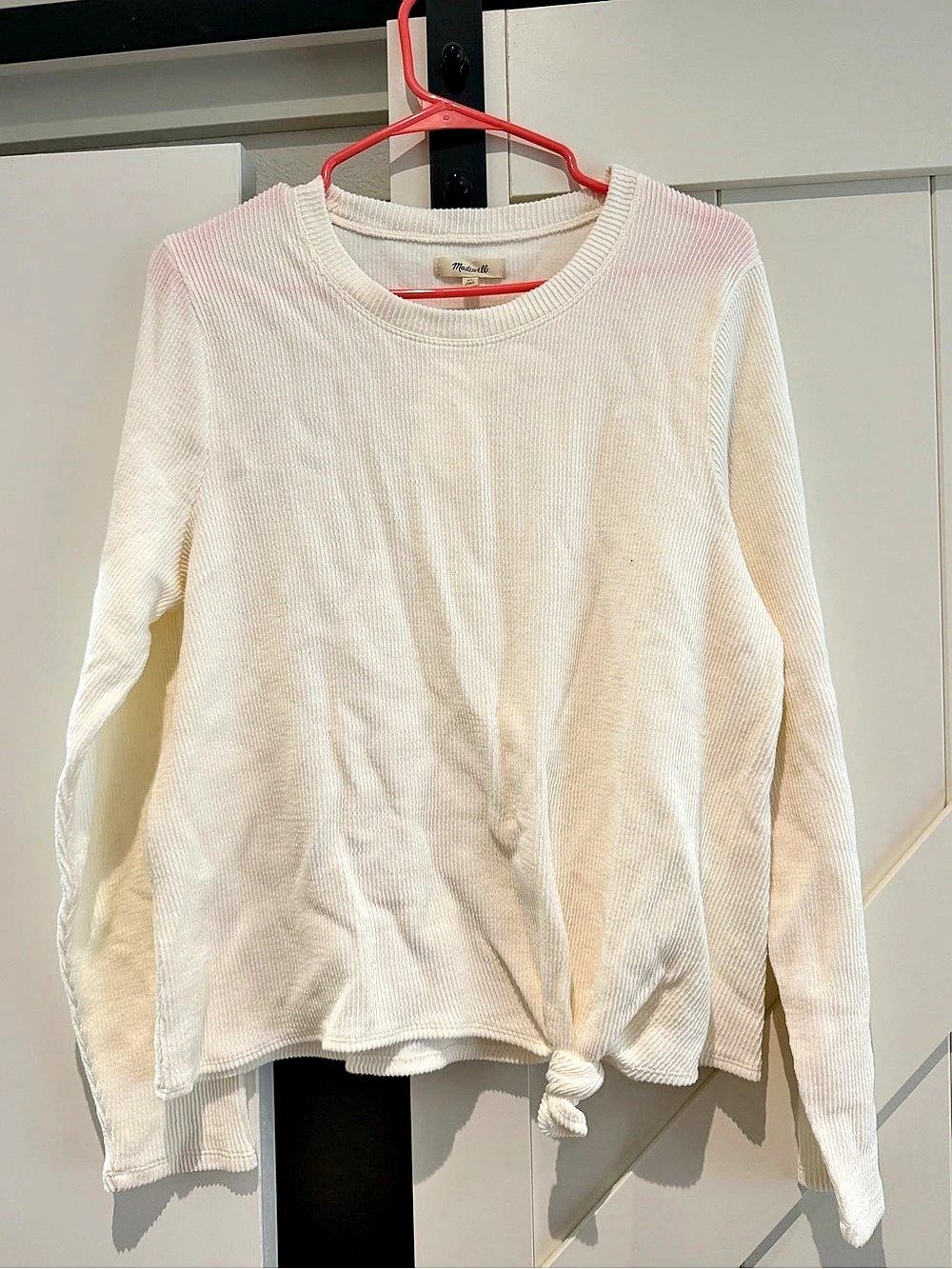 Madewell Textured Crew Neck Sweater in White XL NWT